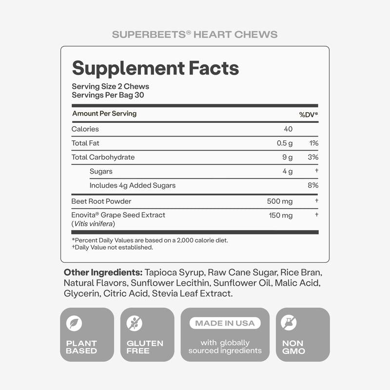 SuperBeets Nitric Oxide 500 mg - 60 Chews