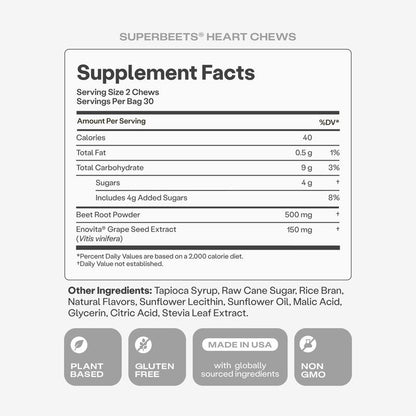 SuperBeets Nitric Oxide 500 mg - 60 Chews